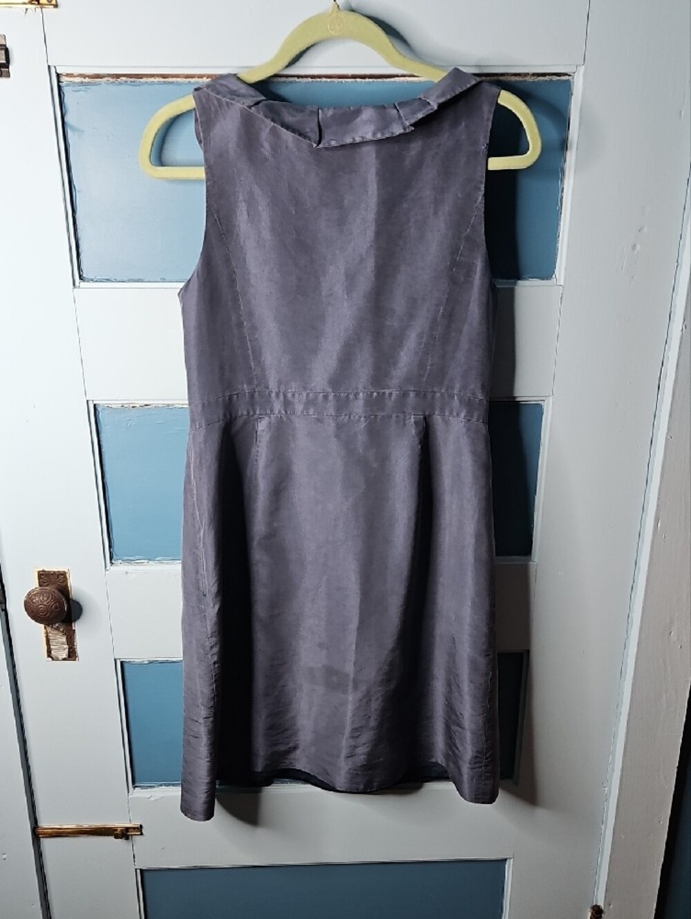 J. Crew Blue Ruffle V-Neck Mini Silk Dress 10 - Picture 5 of 11